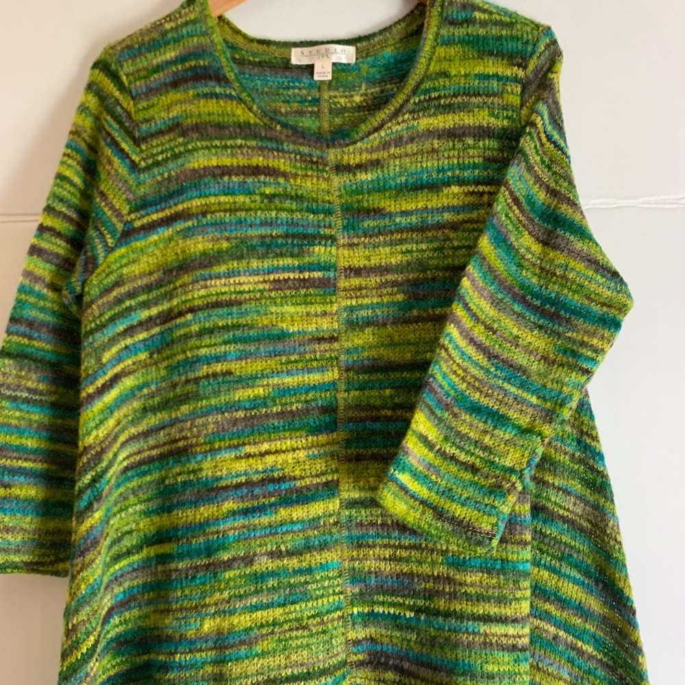 STUDIO JPR Green/Teal striped knit sweater
